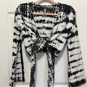 Hard Tail Black and White Tie-Dye Cardigan Wrap
